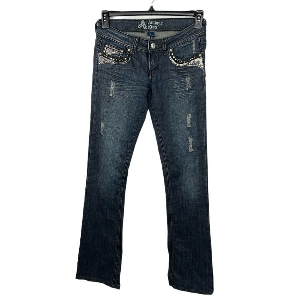 Antique Rivet Distressed Jeans 27”